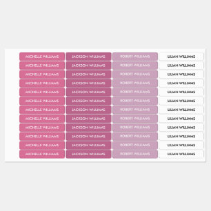 Simple Pink White Palette Kids Name Labels