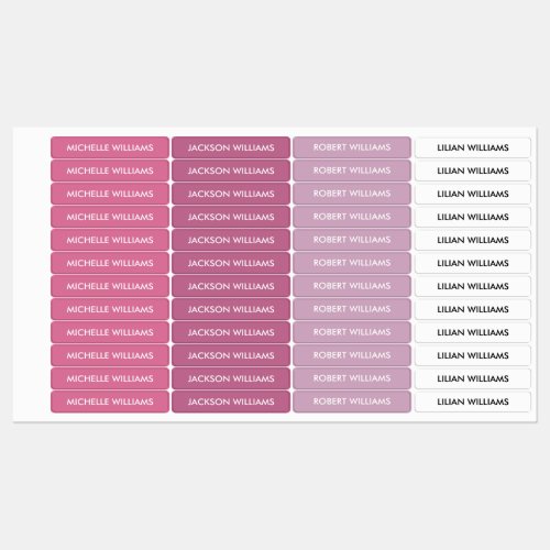 Simple Pink White Palette Kids Name Labels