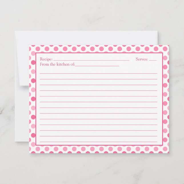 Simple Pink White Polka Dot Recipe Card (Front)