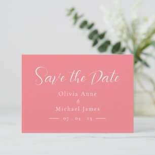 Simple Pink & White Script Wedding Save the Date