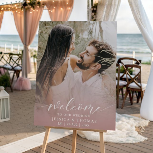 Simple Pink & White Script Wedding Sign (Creator Uploaded)