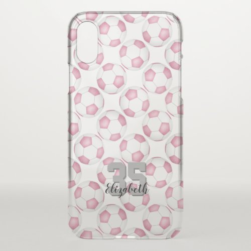 simple pink white soccer balls pattern cute girly iPhone x case