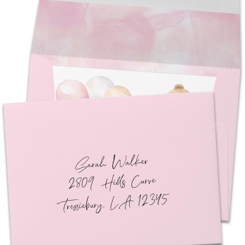Simple pink with delicate watercolor texture envelope