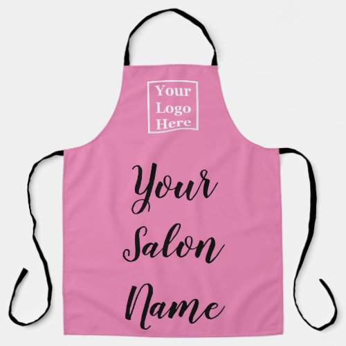 Simple Pink with Salon Name and Your Logo Here Apron