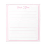 Simple Pink Your Name Lined Notepad