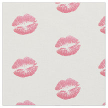 Simple Pinkish Red Lip Print Fabric by the Yard