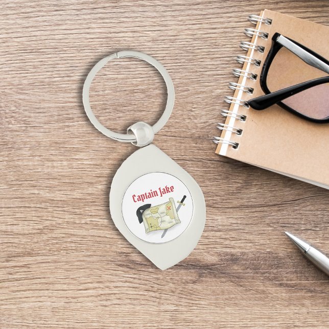 Simple Pirate Captain Personalized  Keychain (Custom pirates captain keychain. )