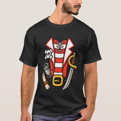 Simple Pirate Halloween Costume Treasure Map Sword T-Shirt