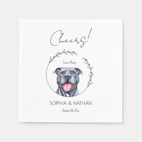 Simple Pit Bull Dog Wedding Cocktail Napkins