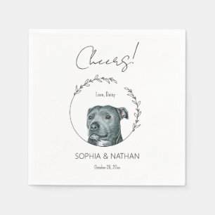 Simple Pit Bull Dog Wedding Cocktail Napkins
