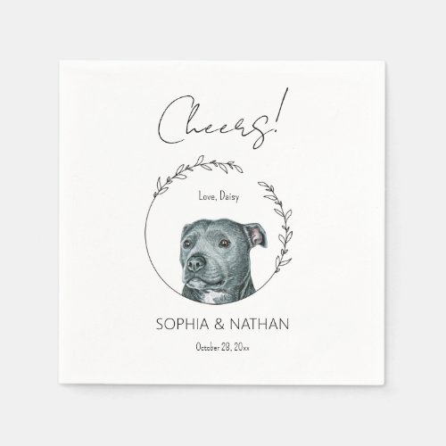 Simple Pit Bull Dog Wedding Cocktail Napkins