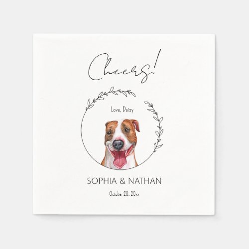 Simple Pit Bull Dog Wedding Cocktail Napkins