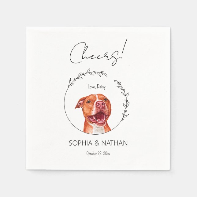 Simple Pit Bull Dog Wedding Cocktail Napkins (Front)