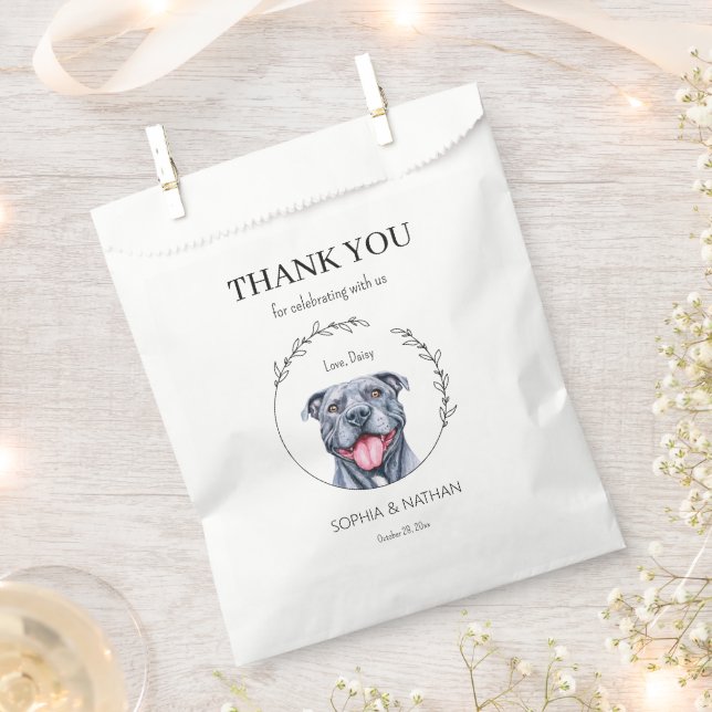 Simple Pit Bull Wedding Thank You Favor Bag (Clipped)
