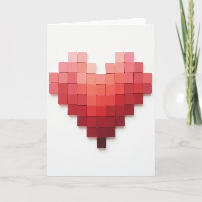 Simple Pixel Heart Love Card (Front)