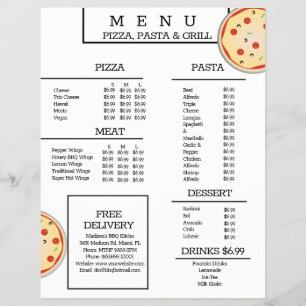 Simple Pizza Pasta Grill Restaurant Spaghetti Menu Flyer