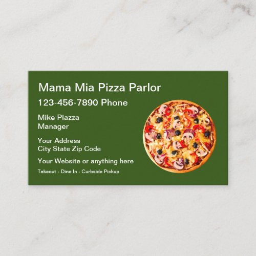 Simple Pizza Shop Italian Restaurant Business Card