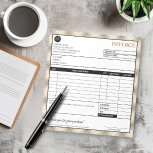 Simple Plaid Border Business Invoice Template Notepad
