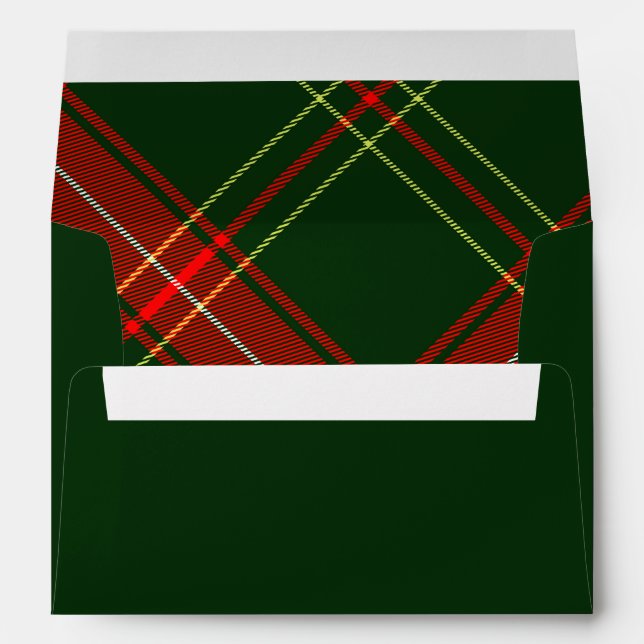 Simple Plaid Christmas Return Address Mailing Envelope (Back (Bottom))