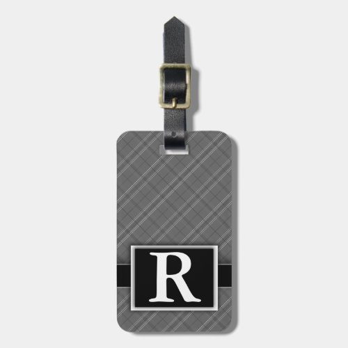 Simple Plaid Minimalist Modern Elegant Monogram Luggage Tag