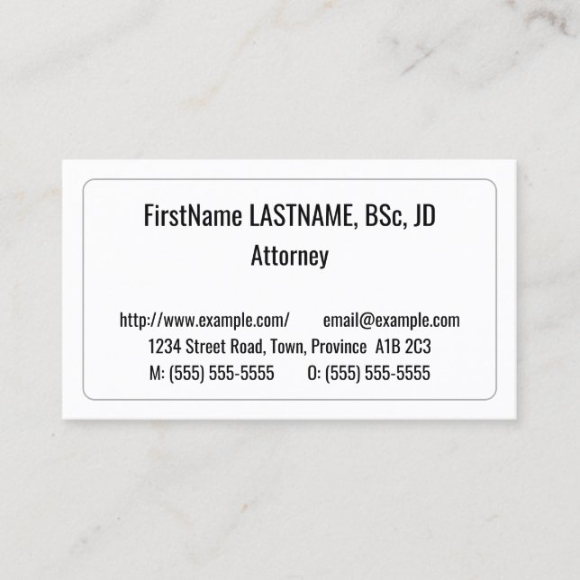 Simple, Plain & Basic Business Card (Front)