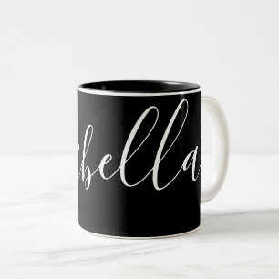 Simple Plain Black and White Custom Isabella Two-Tone Coffee Mug