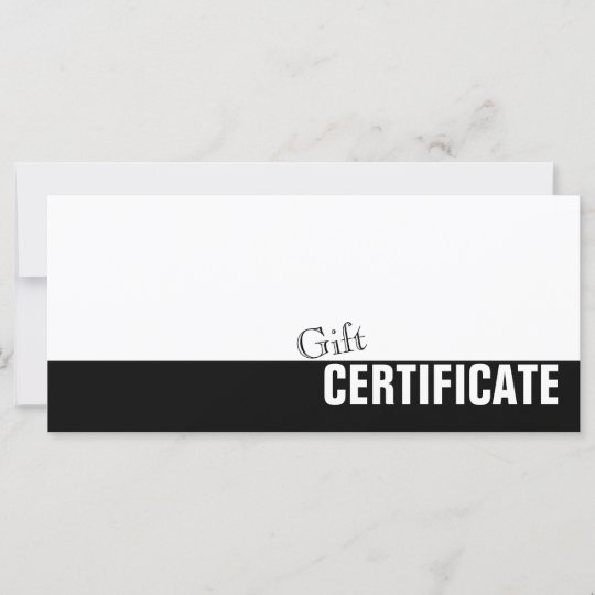 Simple Plain Black and White Gift Certificate Card | Zazzle.com