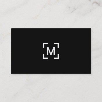 Simple Plain Black And White Monogram Professional Business Card by busied at Zazzle