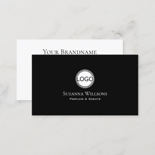 Simple Plain Black and White with Logo Classic Business Card