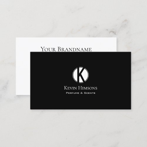 Simple Plain Black and White with Monogram Classic Business Card