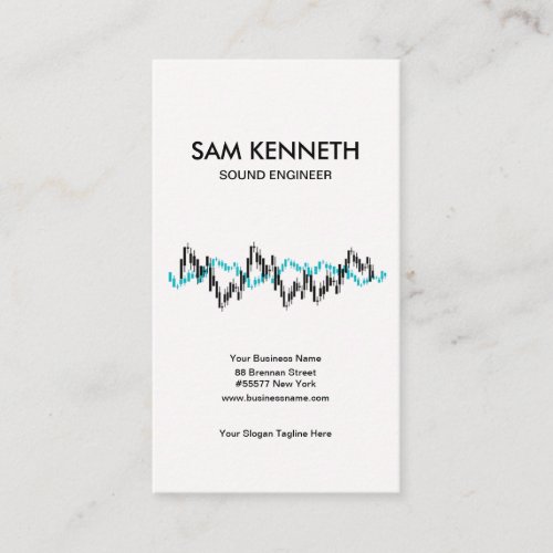 Simple Plain Black Blue Sound Waves Audio Mixer Business Card