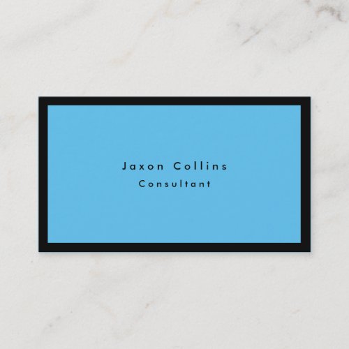 Simple Plain Black Border Blue Minimalist Modern Business Card