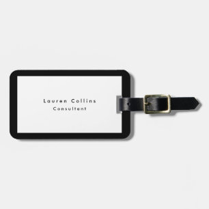 Simple Plain Black Border White Minimalist Modern Luggage Tag
