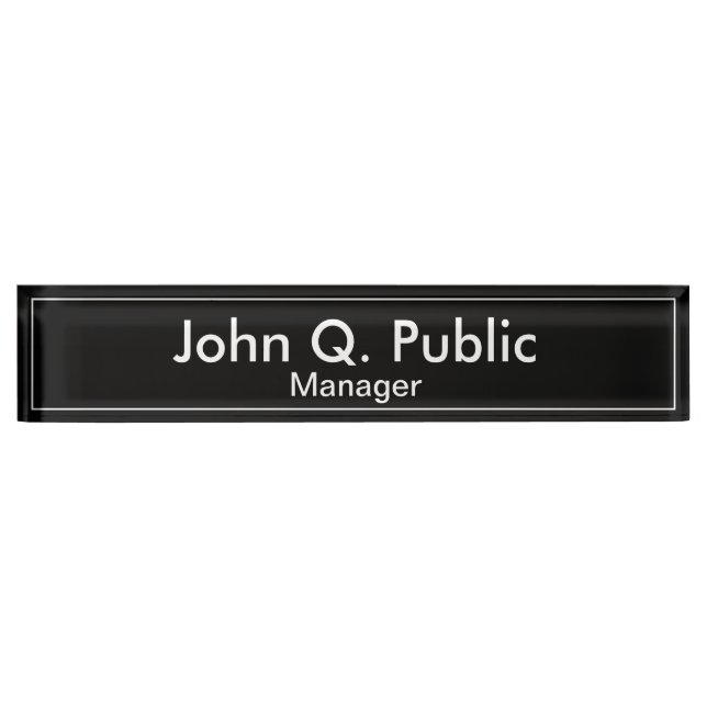 Simple Plain Black Desk Nameplate (Front)