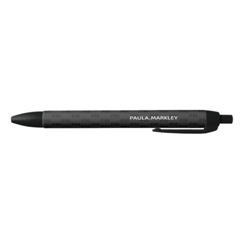 Simple Plain Black Gray Modern Monogram Pattern Black Ink Pen