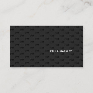 Simple Plain Black Gray Modern Monogram Pattern Business Card