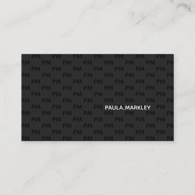 Simple Plain Black Gray Modern Monogram Pattern Business Card (Front)