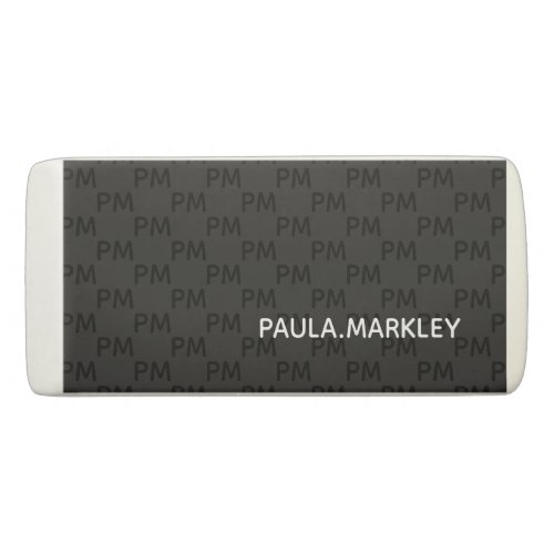 Simple Plain Black Gray Modern Monogram Pattern Eraser