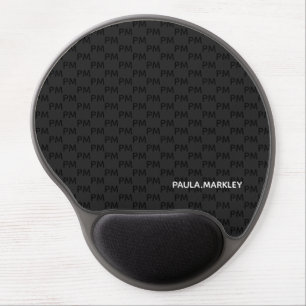 Simple Plain Black Gray Modern Monogram Pattern Gel Mouse Pad