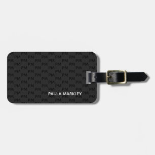 Simple Plain Black Gray Modern Monogram Pattern Luggage Tag