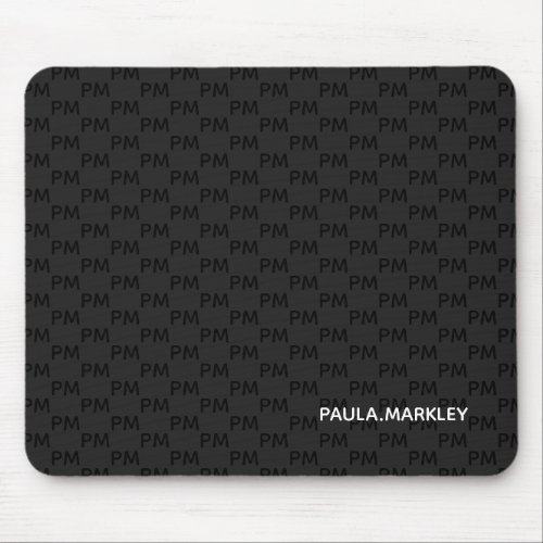 Simple Plain Black Gray Modern Monogram Pattern Mouse Pad