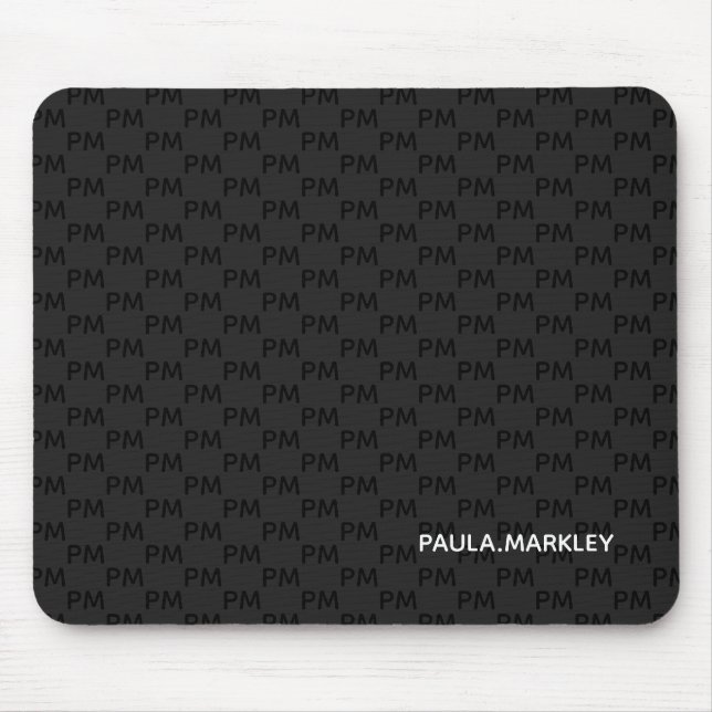 Simple Plain Black Gray Modern Monogram Pattern Mouse Pad (Front)