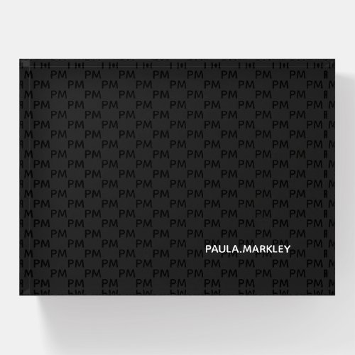 Simple Plain Black Gray Modern Monogram Pattern Paperweight
