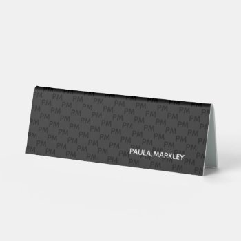 Simple Plain Black Gray Modern Monogram Pattern Table Tent Sign by SorayaShanCollection at Zazzle