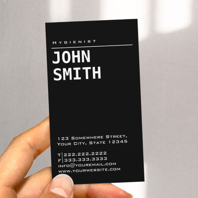 Simple Plain Black Hygienist Business Card (Creator Uploaded)