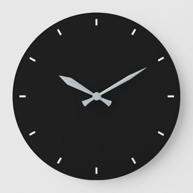 Simple Plain Black Minimalist Blank Round Large Clock (Front)
