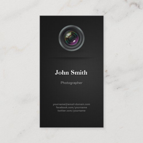 Simple Plain Black _ Photographer Cinematographer Business Card