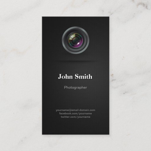 Customizable Simple Plain Black - Photographer Cinematographer Business Card