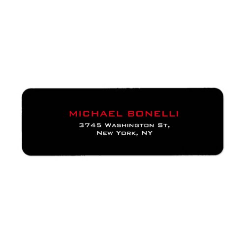 Simple Plain Black Red Elegant Modern Label