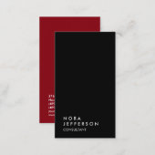 Simple Plain Black Red Trendy Consultant Business Card (Front/Back)